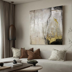 Wabi Sabi Beige and Gold Abstract Landscape Wall Art - LoveOilpainting