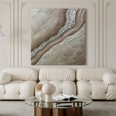 Acrylic 3D Brown Ocean Beach Wave Landscape Oil Painting - LoveOilpainting