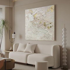 Square Abstract Beige Textured Flower Landscape Oil Painting on Canvas - LoveOilpainting