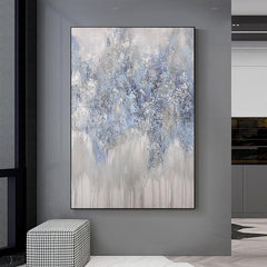 Abstract Blue and Grey Textured Landscape Oil Painting - LoveOilpainting