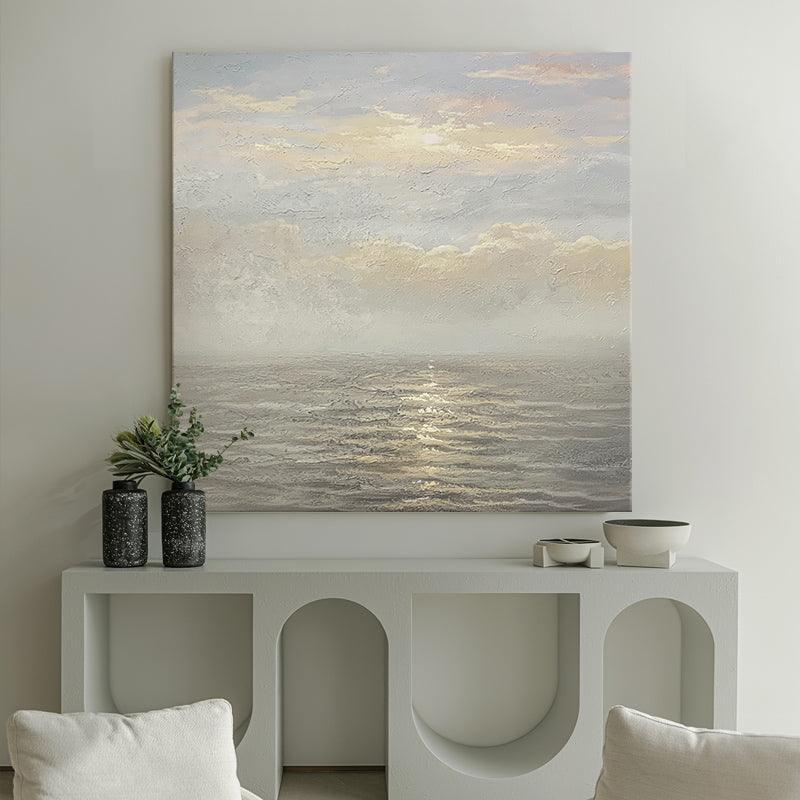 Golden Sea Sunrise Modern Landscape Abstract Sunset Oil Painting - LoveOilpainting