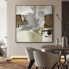 Abstract Brown and Beige Acrylic Oil Painting - LoveOilpainting