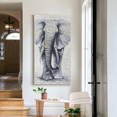 Animal Grey Elephant Abstract Modern Minimalist Oil Painting for Living Dining Room Bedroom - LoveOilpainting