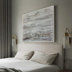 Hand-painted Abstract Grey Textured Landscape Oil Painting - LoveOilpainting