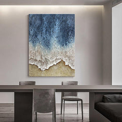 Abstract 3D Textured Blue and Brown Ocean Waves Oil Painting - LoveOilpainting