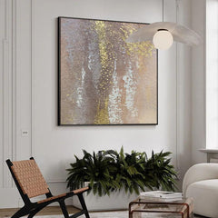 Framed Brown with Gold Foil Abstract Textured Oil Painting Canvas Wall Art - LoveOilpainting