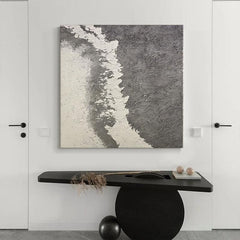 Acrylic Beige and Grey Beach Wave Abstract Landscape Oil Painting - LoveOilpainting