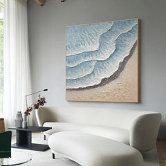 Abstract Minimalist Blue Textured Ocean Oil Painting on Canvas - LoveOilpainting