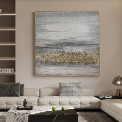 Abstract Oil Painting 100% Hand Painted Grey and Gold Foil Canvas - LoveOilpainting