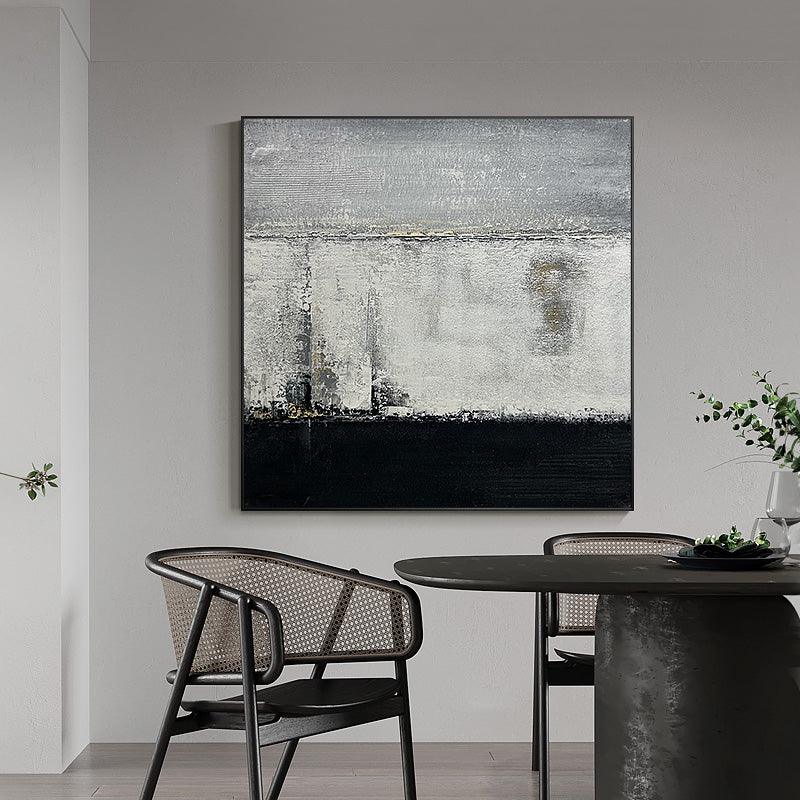 Wabi Sabi Mottled Black Beige Textured Wall Art Modern Oil Painting - LoveOilpainting