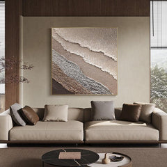 3D Minimalist Ocean Beach Waves Painting on Canvas - LoveOilpainting