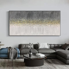 Thick Textured Minimalist Grey and Beige Stone Oil Painting on Canvas - LoveOilpainting