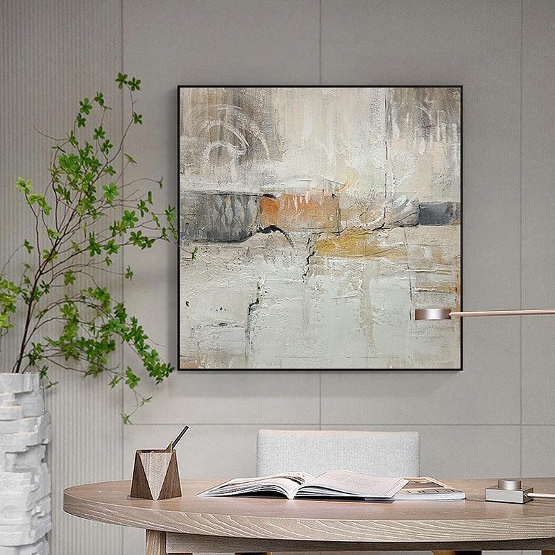 Acrylic Beige and Orange Textured Abstract Landscape Oil Painting - LoveOilpainting