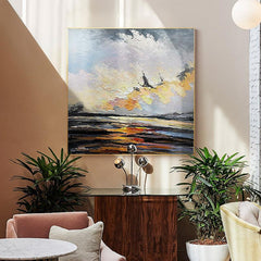 Abstract Colorful Textured Landscape Cloud Sky Acrylic Oil Painting - LoveOilpainting