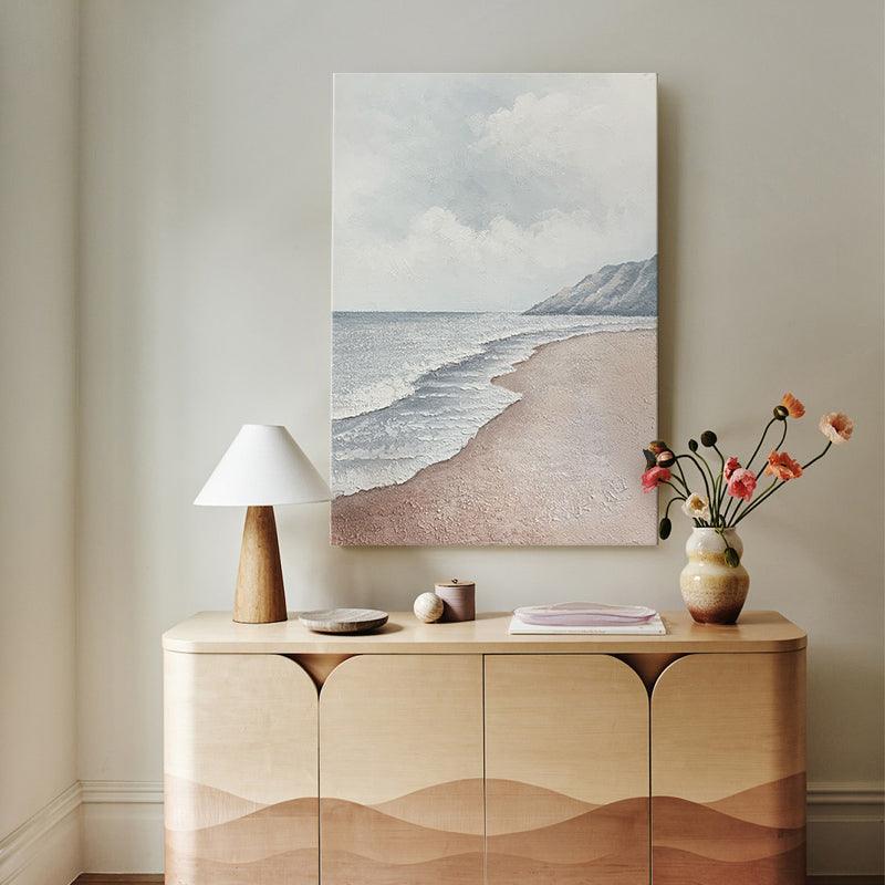 Beach Waves Landscape Grey Acrylic Oil Painting - LoveOilpainting