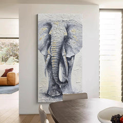 Animal Grey Elephant Abstract Modern Minimalist Oil Painting for Living Dining Room Bedroom - LoveOilpainting