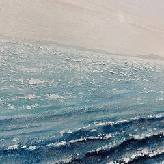 Blue Beige Sea Landscape Ocean Waves Texture Acrylic Oil Painting - LoveOilpainting