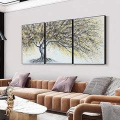 Abstract 3-piece Black Gold Tree Acrylic Texture Set of 3 Oil Painting - LoveOilpainting