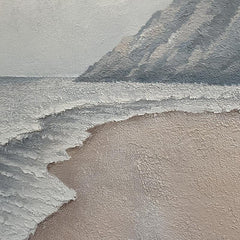 Beach Waves Landscape Grey Acrylic Oil Painting - LoveOilpainting