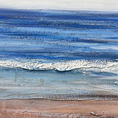 Abstract Blue Textured Sky and Ocean Beach Waves Acrylic Landscape Wall Art - LoveOilpainting