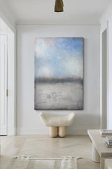 Abstract Ocean and Blue Sky Textured Landscape Oil Painting - LoveOilpainting