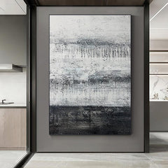 Wabi Sabi Black and White Textured Abstract Oil Painting On Canvas - LoveOilpainting