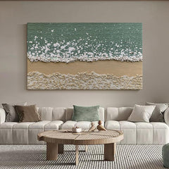 Square 3D Minimalist Blue Ocean Beach Waves art Painting - LoveOilpainting