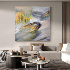 Handpainted Abstract Landscape Gold Texture Oil Painting - LoveOilpainting