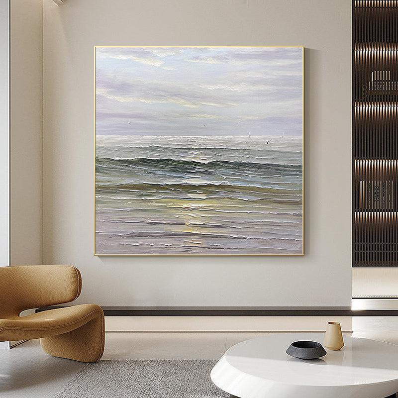 Abstract Golden Sea Sunset Landscape Oil Painting - LoveOilpainting