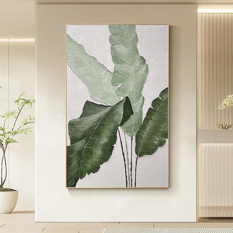 Large Green Leaves Abstract Oil Painting - LoveOilpainting