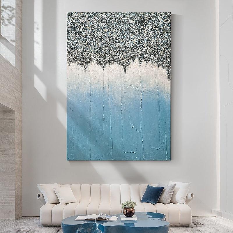 Large Contemporary Abstract Blue Thick Textured Acrylic Oil Painting - LoveOilpainting