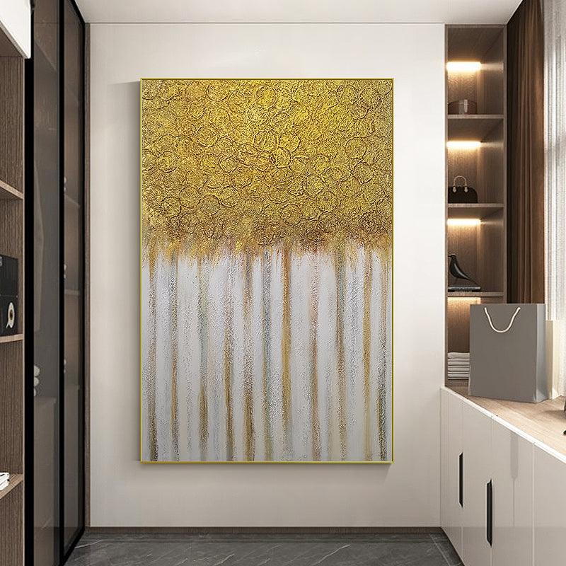 Abstract Minimalist Gold and Beige Texture Oil Painting - LoveOilpainting