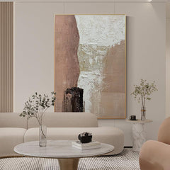 Hand-Painted Acrylic Brown-Beige Abstract Oil Painting for Dining Room - LoveOilpainting