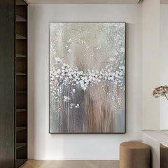 Beige Square Oil Painting Abstract Flower Art on Canvas - LoveOilpainting