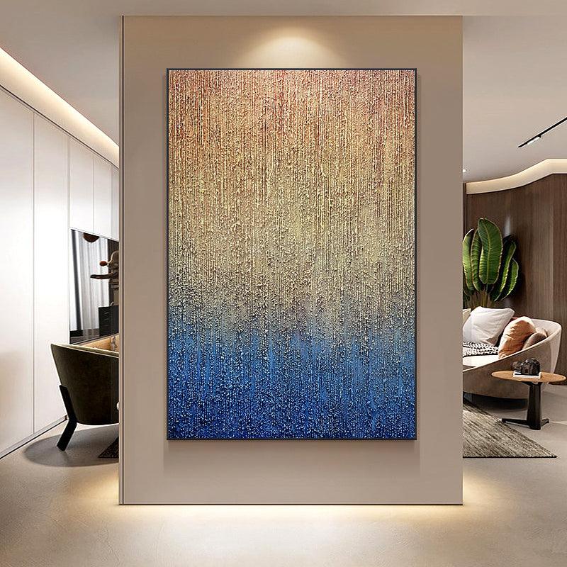 Abstract Gold and Blue Textured Acrylic Oil Painting - LoveOilpainting