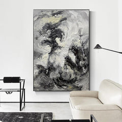 Original Wabi Sabi Black and Beige Landscape Wall Art - LoveOilpainting