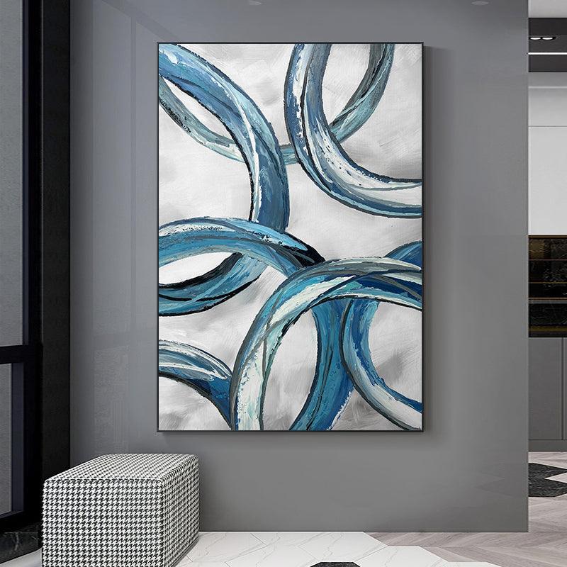 Abstract Blue Textured Minimalist Acrylic Oil Painting - LoveOilpainting