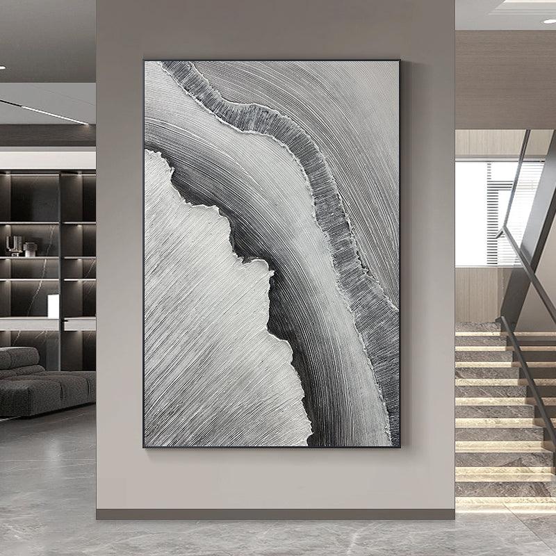 Abstract 3D Minimalist Ocean Beach Waves Oil Painting - LoveOilpainting