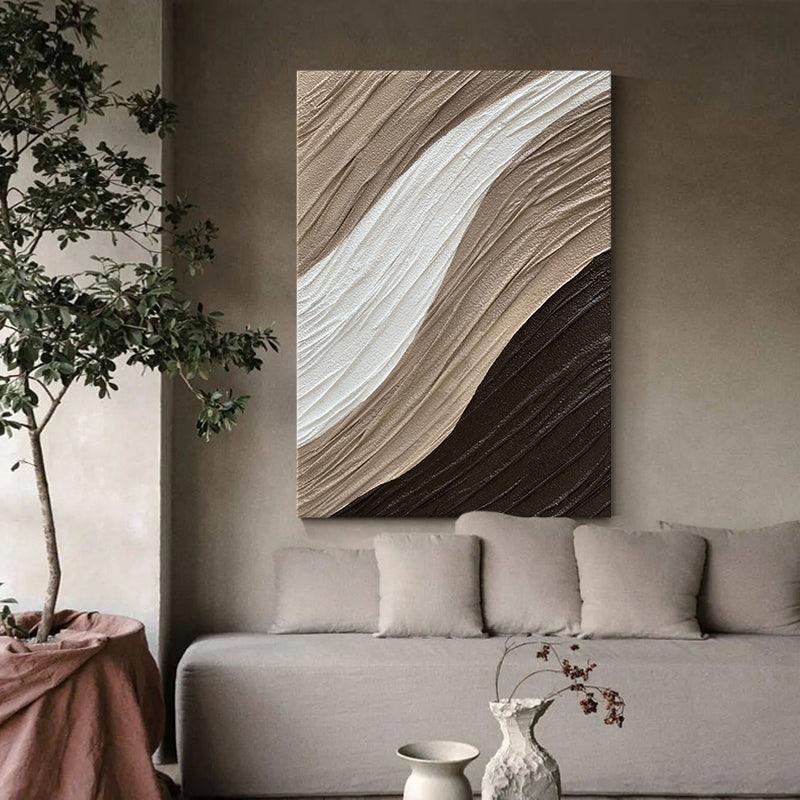 Abstract Acrylic Oil Painting Vertical Brown Beige Textured art painting on Canvas - LoveOilpainting