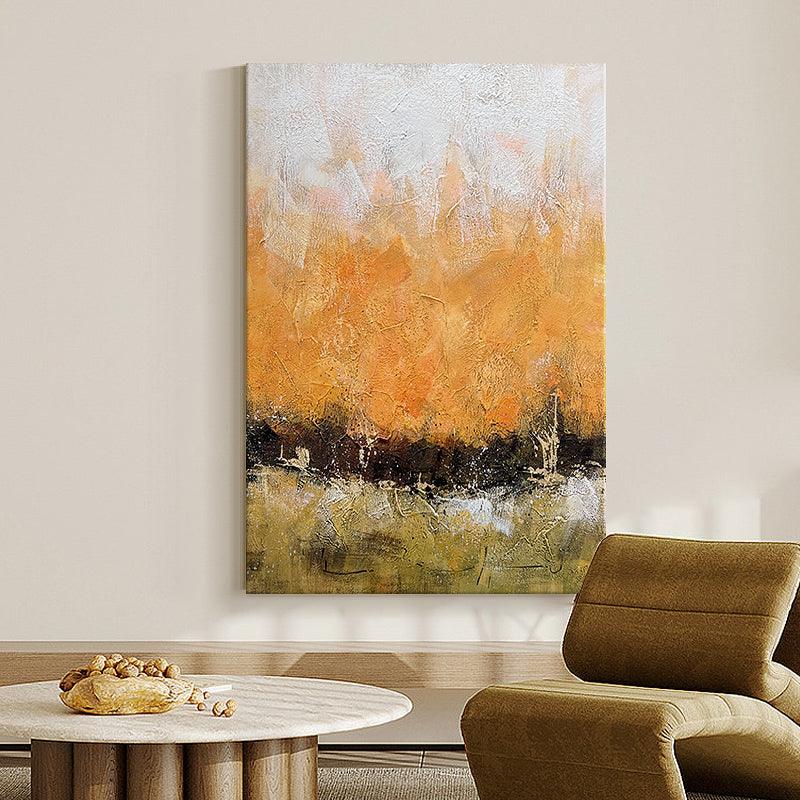 Abstract Vibrant Brown Textured Landscape Oil Painting - LoveOilpainting