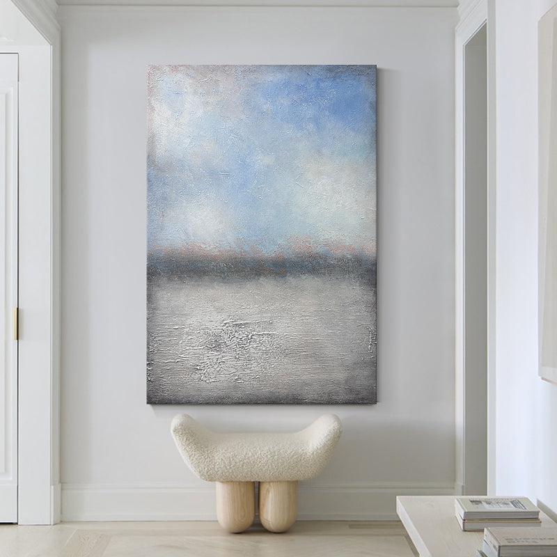 Abstract Ocean and Blue Sky Textured Landscape Oil Painting - LoveOilpainting