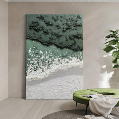 Vertical Green Beige Landscape Abstract Oil Painting - LoveOilpainting