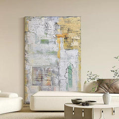 Wabi Sabi Beige Textured Landscape Abstract Oil Painting - LoveOilpainting