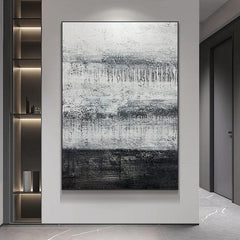 Black and White Textured Wabi Sabi Abstract Wall Art - LoveOilpainting