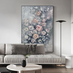 Abstract Rose Flowers Wall Art Large Thick Texture Knife Painting Living Room Decor - LoveOilpainting