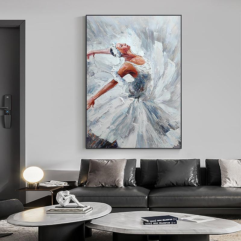 Modern Dancing Girl Thick Texture Abstract Beautiful Ballet Girl Oil Painting for Entryway Corridor Decor - LoveOilpainting