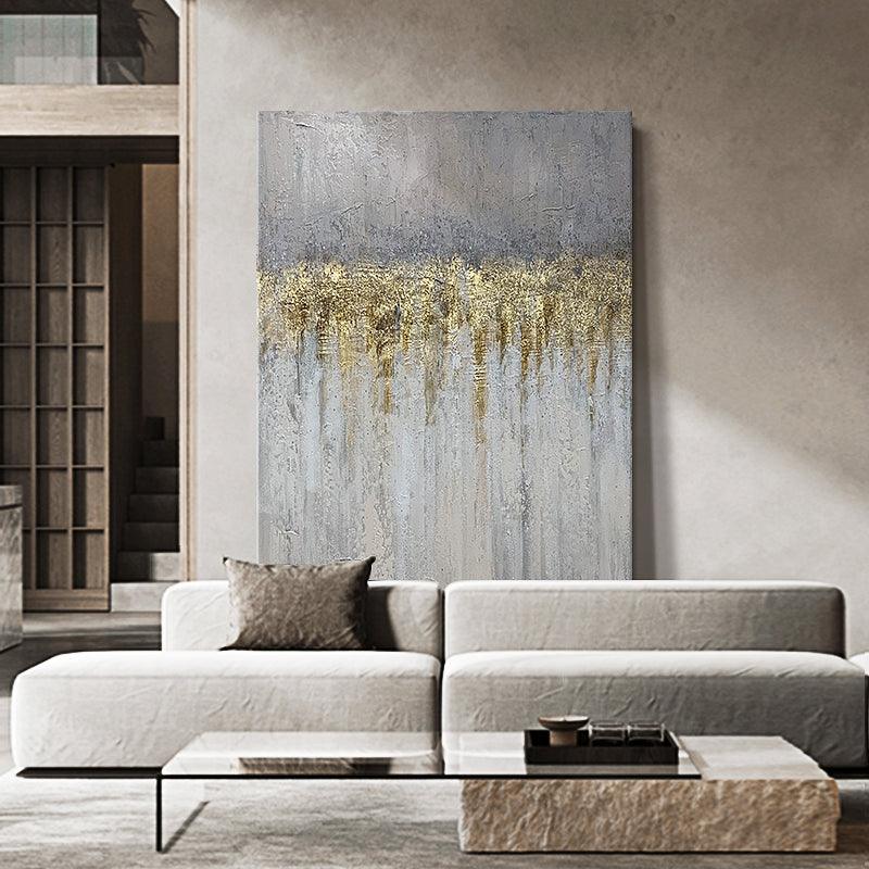 Original Abstract Minimalist Artwork Luxury Grey Textured Abstract Oil Painting Large Vertical Wall Art - LoveOilpainting