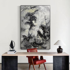 Original Wabi Sabi Black and Beige Landscape Wall Art - LoveOilpainting