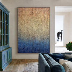 Abstract Gold and Blue Textured Acrylic Oil Painting - LoveOilpainting