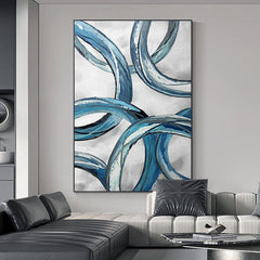 Abstract Blue Textured Minimalist Acrylic Oil Painting - LoveOilpainting